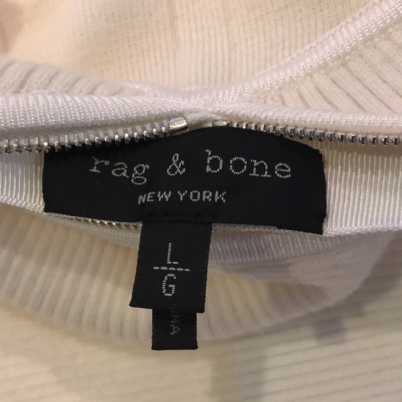 RAG & BONE Vivienne Ribbed Ivory Zip Dress Size Large - Picture 11 of 12
